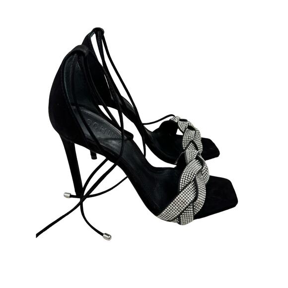 COPY - Schutz Stiletto Heels Braided Rhinestone Open Toe Strappy Glam Elegant S… - Picture 8 of 16